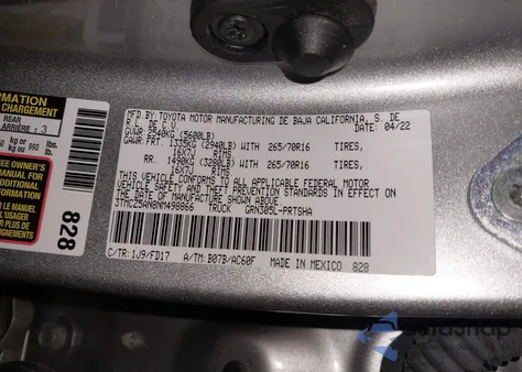 2022 Toyota Tacoma Trd Off Road from USA, damaged, VIN 3TMCZ5AN8NM498866
